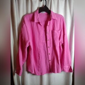 🔥Bright Pink Gauze Like Shirt